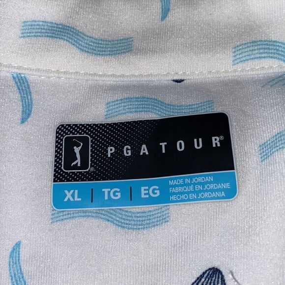 PGA Tour Men’s S XL White Vacation Print Performance Golf Polo Shirt - Picture 5 of 6